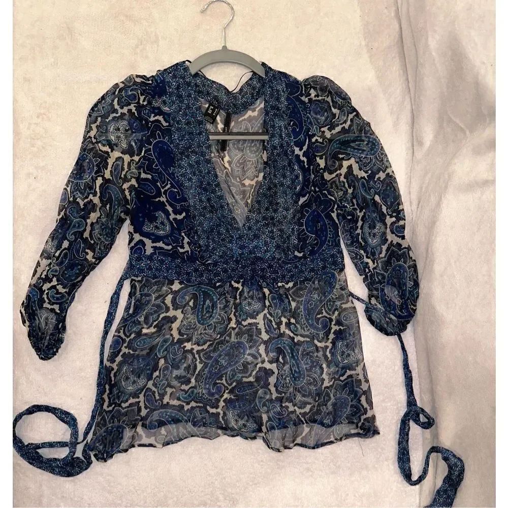 Women’s blouse from Mango size 6 with ties long sleeve